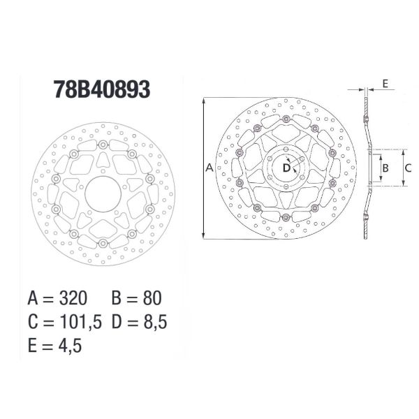 Disque de frein Brembo Brembo Serie Oro Rond Flottant 78B40893