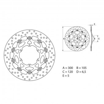 Disque de frein Brembo Brembo Serie Oro Rond Flottant 78B40896 Disque de frein Brembo Brembo Serie Oro Rond Flottant 78B40896