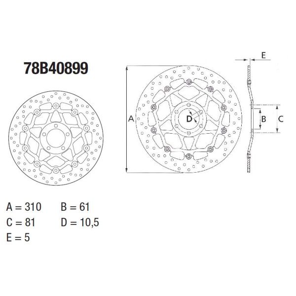 Disque de frein Brembo Brembo Serie Oro Rond Flottant 78B40899