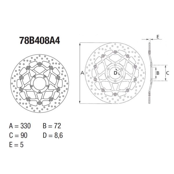Disque de frein Brembo Brembo Serie Oro Rond Flottant 78B408A4