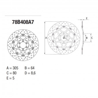 Disque de frein Brembo Brembo Serie Oro Rond Flottant 78B408A7 Disque de frein Brembo Brembo Serie Oro Rond Flottant 78B408A7