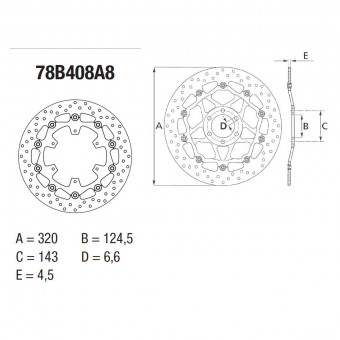 Disque de frein Brembo Brembo Serie Oro Rond Flottant 78B408A8 Disque de frein Brembo Brembo Serie Oro Rond Flottant 78B408A8