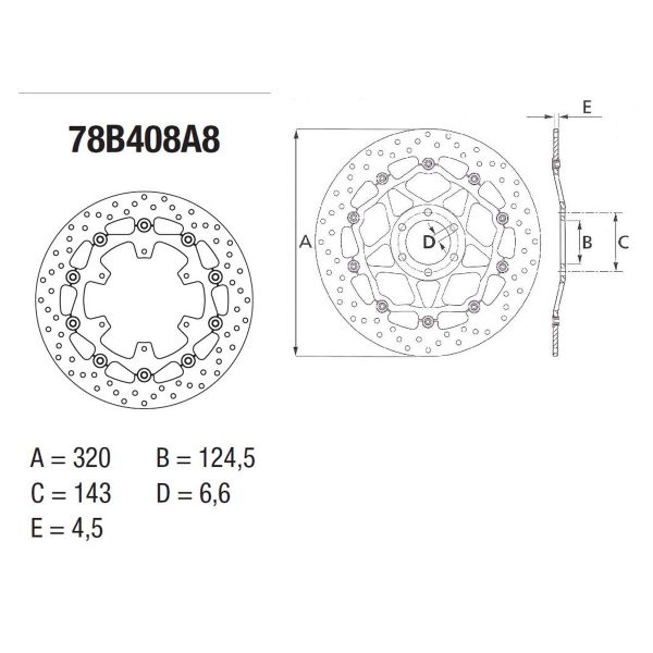 Disque de frein Brembo Brembo Serie Oro Rond Flottant 78B408A8 Disque de frein Brembo Brembo Serie Oro Rond Flottant 78B408A8