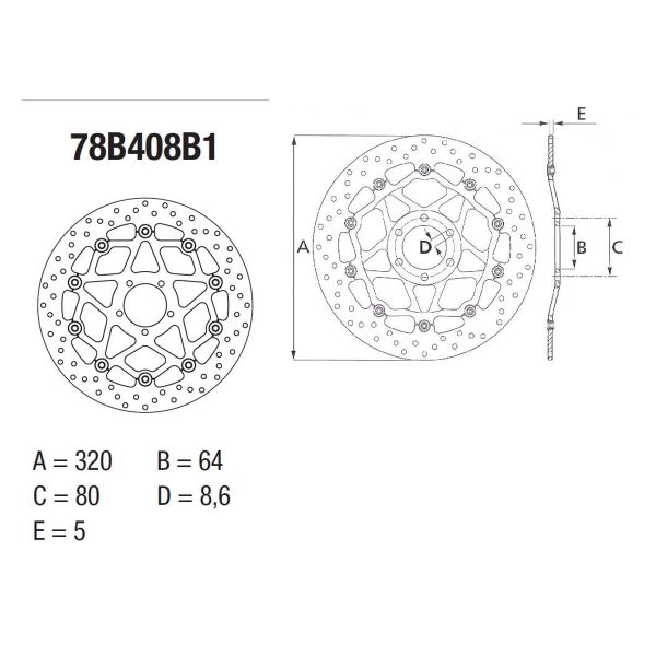 Disque de frein Brembo Brembo Serie Oro Rond Flottant 78B408B1