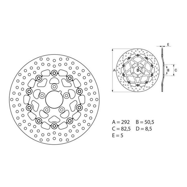 Disque de frein Brembo Brembo Serie Oro Rond Flottant Harley-Davidson 883 XLH 78B40822