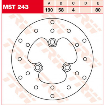 Disque de frein TRW TRW Fixe Rond MST243 Disque de frein TRW TRW Fixe Rond MST243