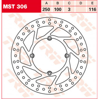 Disque de frein TRW TRW Fixe Rond MST306 Disque de frein TRW TRW Fixe Rond MST306
