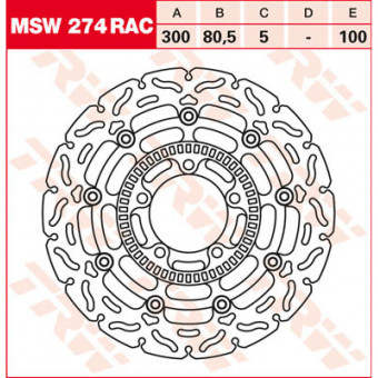 Disque de frein TRW TRW Flottant Race MSW274RAC Disque de frein TRW TRW Flottant Race MSW274RAC