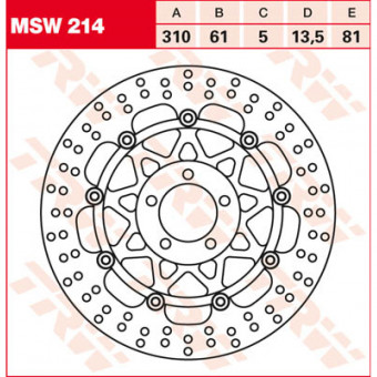 Disque de frein TRW TRW Flottant Rond MSW214 Disque de frein TRW TRW Flottant Rond MSW214