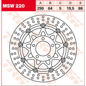 Disque de frein TRW TRW Flottant Rond MSW220 Disque de frein TRW TRW Flottant Rond MSW220