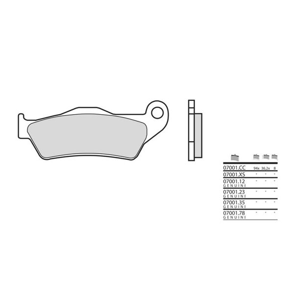 Plaquettes de frein moto Brembo Brembo 07001XS carbone cramique organique