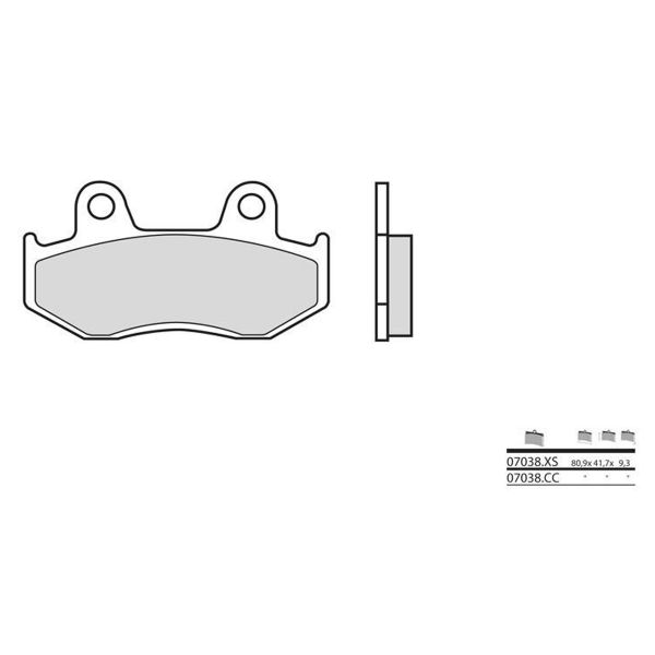 Plaquettes de frein moto Brembo Brembo 07038XS carbone c�ramique organique