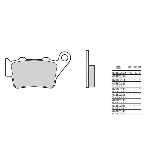 Plaquettes de frein moto Brembo Brembo 07BB02SX métal fritté Plaquettes de frein moto Brembo Brembo 07BB02SX métal fritté