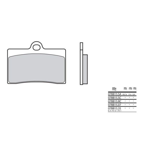 Plaquettes de frein moto Brembo Brembo 07BB1507 organique Plaquettes de frein moto Brembo Brembo 07BB1507 organique