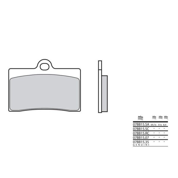 Plaquettes de frein moto Brembo Brembo 07BB15RC racing carbone