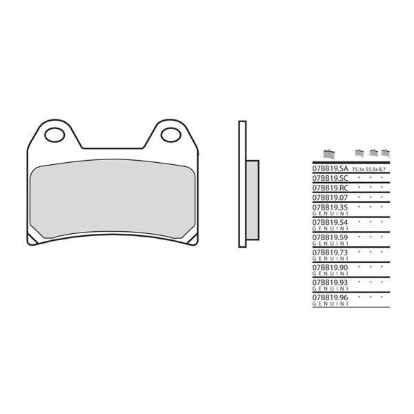 Plaquettes de frein moto Brembo Brembo 07BB1973 organique Plaquettes de frein moto Brembo Brembo 07BB1973 organique