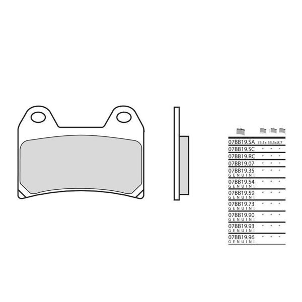 Plaquettes de frein moto Brembo Brembo 07BB19RC racing carbone