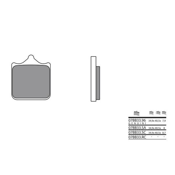 Plaquettes de frein moto Brembo Brembo 07BB33RC racing carbone Plaquettes de frein moto Brembo Brembo 07BB33RC racing carbone