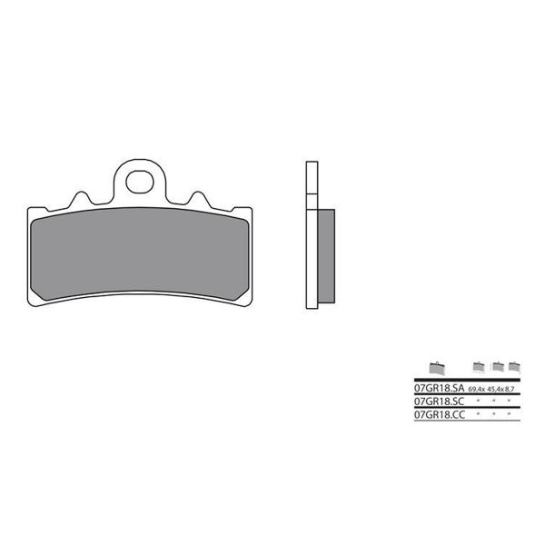 Plaquettes de frein moto Brembo Brembo 07GR18CC carbone cramique