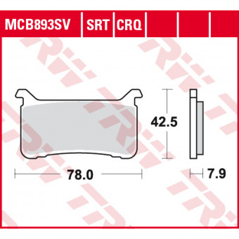 Plaquettes de frein moto TRW TRW Hyper Carbon MCB893CRQ Plaquettes de frein moto TRW TRW Hyper Carbon MCB893CRQ