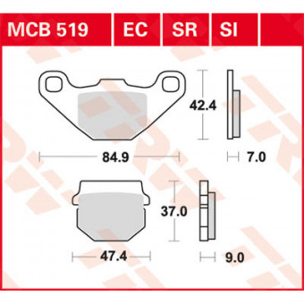 Plaquettes de frein moto TRW TRW Metal Offroad MCB519SI Plaquettes de frein moto TRW TRW Metal Offroad MCB519SI