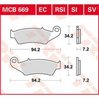 Plaquettes de frein moto TRW TRW Metal Offroad MCB669SI Plaquettes de frein moto TRW TRW Metal Offroad MCB669SI