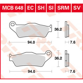 Plaquettes de frein moto TRW TRW Metal Offroad Race MCB648RSI Plaquettes de frein moto TRW TRW Metal Offroad Race MCB648RSI