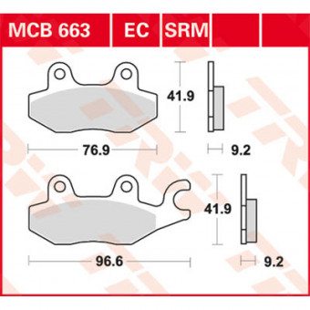 Plaquettes de frein moto TRW TRW Metal Scooter MCB663SRM Plaquettes de frein moto TRW TRW Metal Scooter MCB663SRM