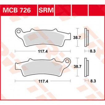 Plaquettes de frein moto TRW TRW Metal Scooter MCB726SRM Plaquettes de frein moto TRW TRW Metal Scooter MCB726SRM
