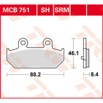 Plaquettes de frein moto TRW TRW Metal Scooter MCB751SRM Plaquettes de frein moto TRW TRW Metal Scooter MCB751SRM