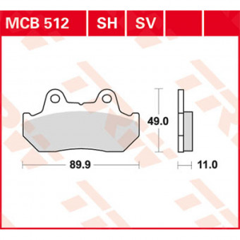Plaquettes de frein moto TRW TRW Metal Street MCB512SV Plaquettes de frein moto TRW TRW Metal Street MCB512SV