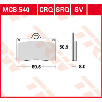 Plaquettes de frein moto TRW TRW Metal Street MCB540SV Plaquettes de frein moto TRW TRW Metal Street MCB540SV