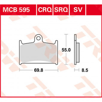 Plaquettes de frein moto TRW TRW Metal Street MCB595SV Plaquettes de frein moto TRW TRW Metal Street MCB595SV