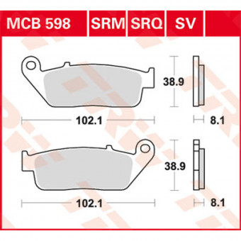 Plaquettes de frein moto TRW TRW Metal Street MCB598SV Plaquettes de frein moto TRW TRW Metal Street MCB598SV