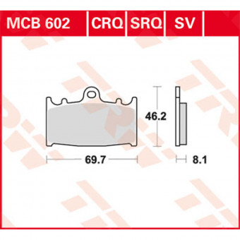 Plaquettes de frein moto TRW TRW Metal Street MCB602SV Plaquettes de frein moto TRW TRW Metal Street MCB602SV