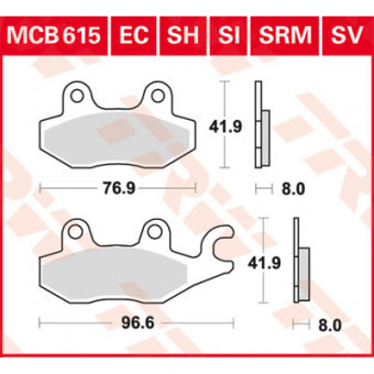 Plaquettes de frein moto TRW TRW Metal Street MCB615SV Plaquettes de frein moto TRW TRW Metal Street MCB615SV