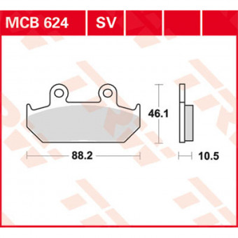 Plaquettes de frein moto TRW TRW Metal Street MCB624SV Plaquettes de frein moto TRW TRW Metal Street MCB624SV