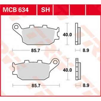 Plaquettes de frein moto TRW TRW Metal Street MCB634SH Plaquettes de frein moto TRW TRW Metal Street MCB634SH