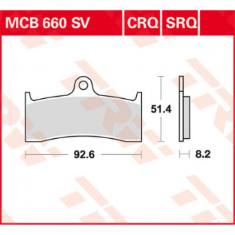 Plaquettes de frein moto TRW TRW Metal Street MCB660SV Plaquettes de frein moto TRW TRW Metal Street MCB660SV