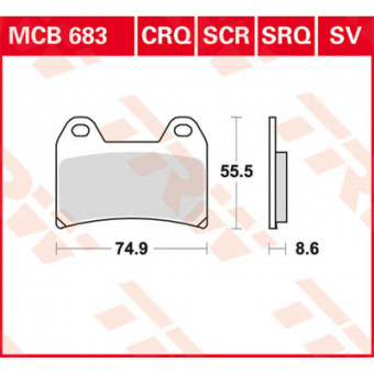 Plaquettes de frein moto TRW TRW Metal Street MCB683SV Plaquettes de frein moto TRW TRW Metal Street MCB683SV