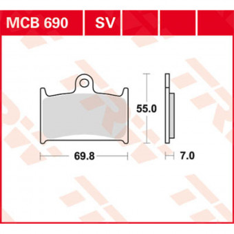 Plaquettes de frein moto TRW TRW Metal Street MCB690SV Plaquettes de frein moto TRW TRW Metal Street MCB690SV