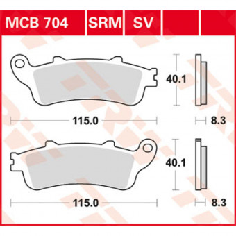 Plaquettes de frein moto TRW TRW Metal Street MCB704SV Plaquettes de frein moto TRW TRW Metal Street MCB704SV