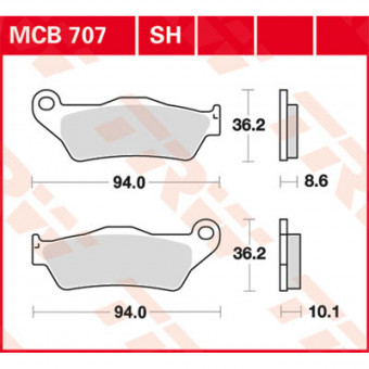 Plaquettes de frein moto TRW TRW Metal Street MCB707SH Plaquettes de frein moto TRW TRW Metal Street MCB707SH