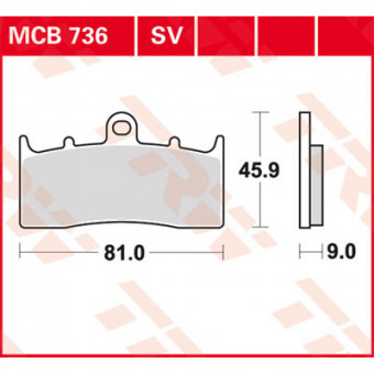 Plaquettes de frein moto TRW TRW Metal Street MCB736SV Plaquettes de frein moto TRW TRW Metal Street MCB736SV
