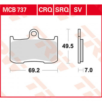 Plaquettes de frein moto TRW TRW Metal Street MCB737SV Plaquettes de frein moto TRW TRW Metal Street MCB737SV