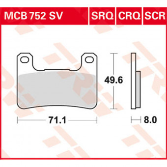 Plaquettes de frein moto TRW TRW Metal Street MCB752SV Plaquettes de frein moto TRW TRW Metal Street MCB752SV