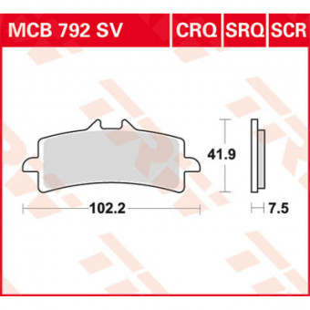 Plaquettes de frein moto TRW TRW Metal Street MCB792SV Plaquettes de frein moto TRW TRW Metal Street MCB792SV