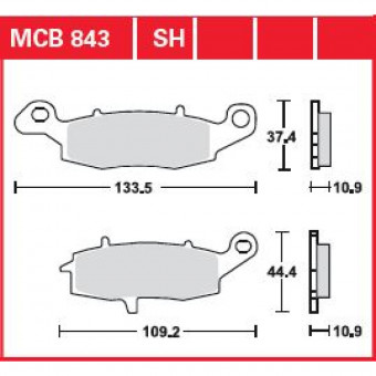 Plaquettes de frein moto TRW TRW Metal Street MCB843SH Plaquettes de frein moto TRW TRW Metal Street MCB843SH