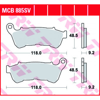 Plaquettes de frein moto TRW TRW Metal Street MCB885SV Plaquettes de frein moto TRW TRW Metal Street MCB885SV