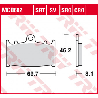 Plaquettes de frein moto TRW TRW Metal Track MCB602SRT Plaquettes de frein moto TRW TRW Metal Track MCB602SRT